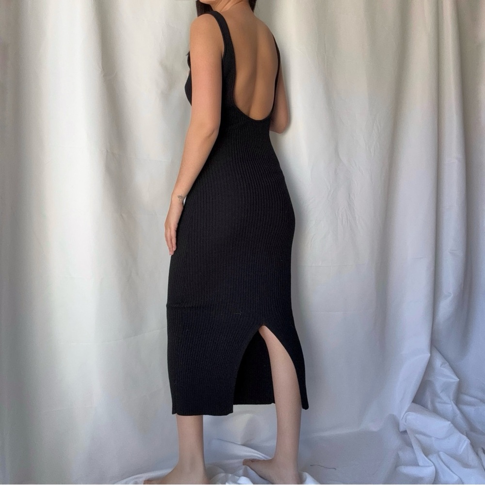 Her The Label Black Ribbed Wool Midi Dress View 4